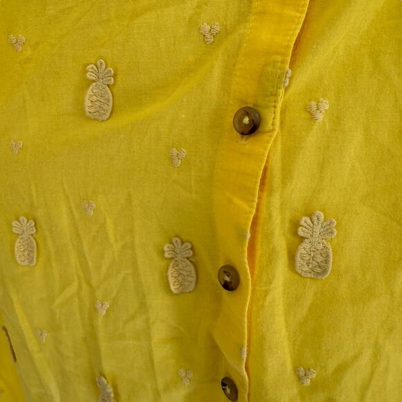 Maeve by Anthropologie Yellow Embroidered Pineapple Button Front Shirt Size 2 - Picture 3 of 7